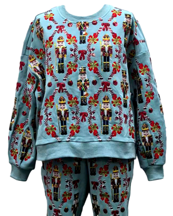 Aqua Gingerbread & Candy Cane Sweatshirt- (Women's)