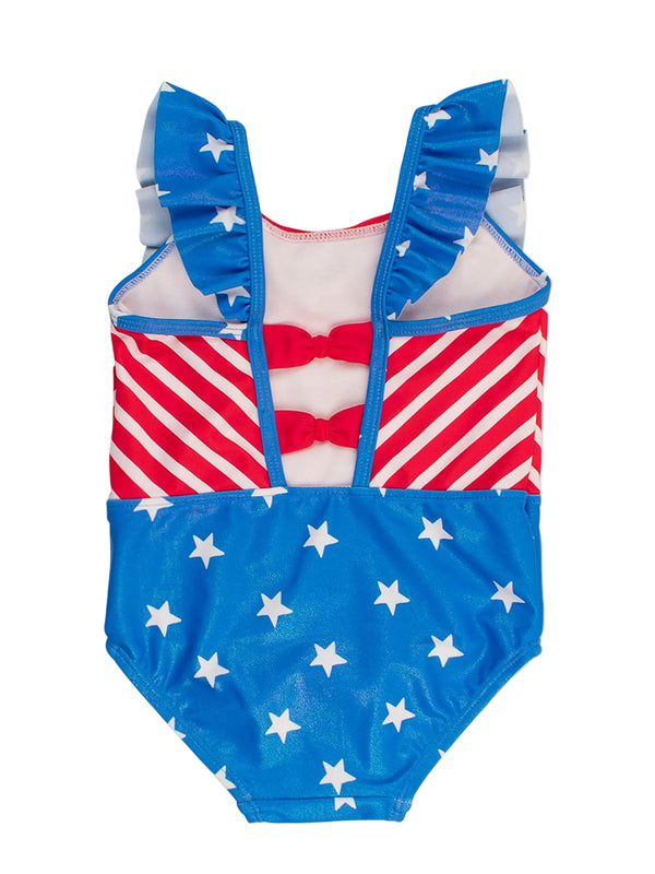 Pinafore One Piece Swimsuit- Shimmer Stars & Stripes