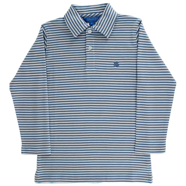 Harry L/S Polo- Light Blue/White Stripe
