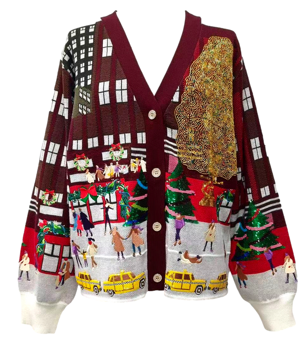 Multi Rockefeller Center Button Up Cardigan- (Women's)