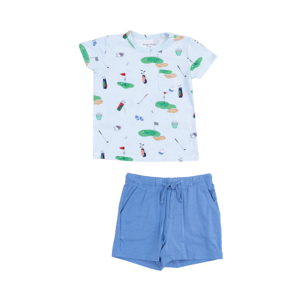 Golf Things Crew Neck Short Set- Blue