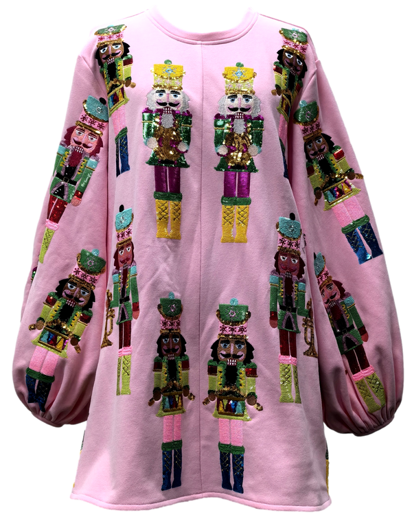 Light Pink Nutcracker Sweatshirt Dress- (Women's)