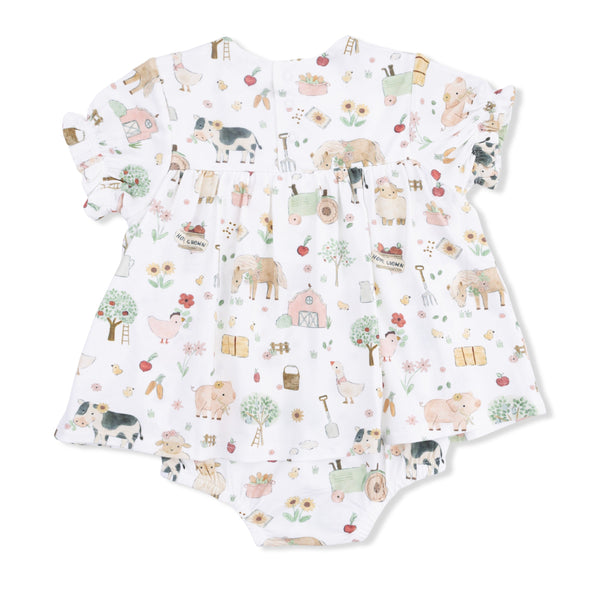 Cute Farm Animals Smocked Skirted Bubble