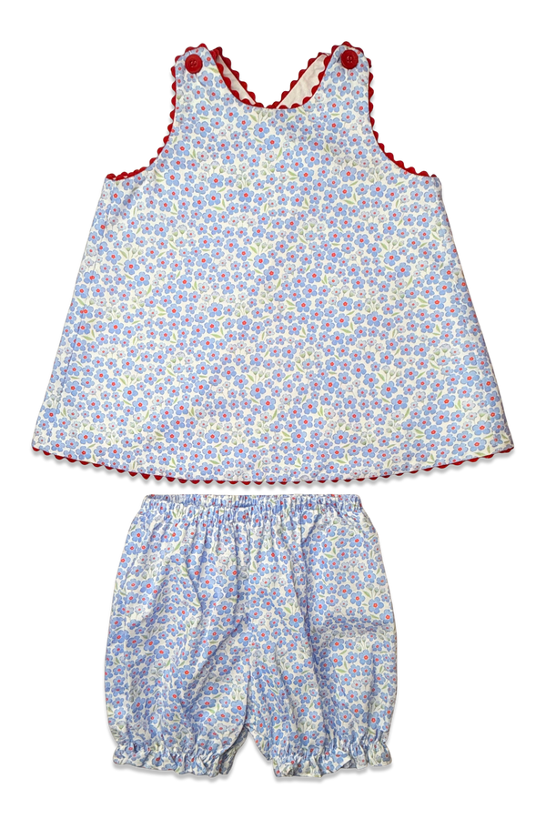 Lucy Bloomer Set- Red White & Bloom Floral