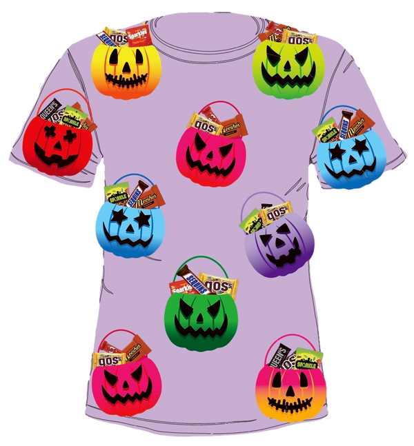 Lavender Multi Candy in Halloween Baskets Tee