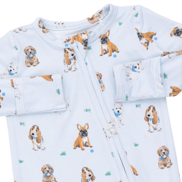 Bestie Dogs 2 Way Zipper Footie- Blue