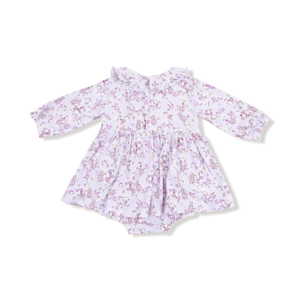 Sweet Dream Florals L/S Ruffle Bubble W/ Skirt- Light Purple