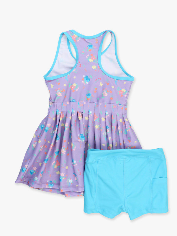 Purple Garden Active Dress W/ Bike Shorts