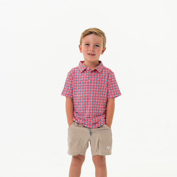 Youth Performance Polo- American Flag Print