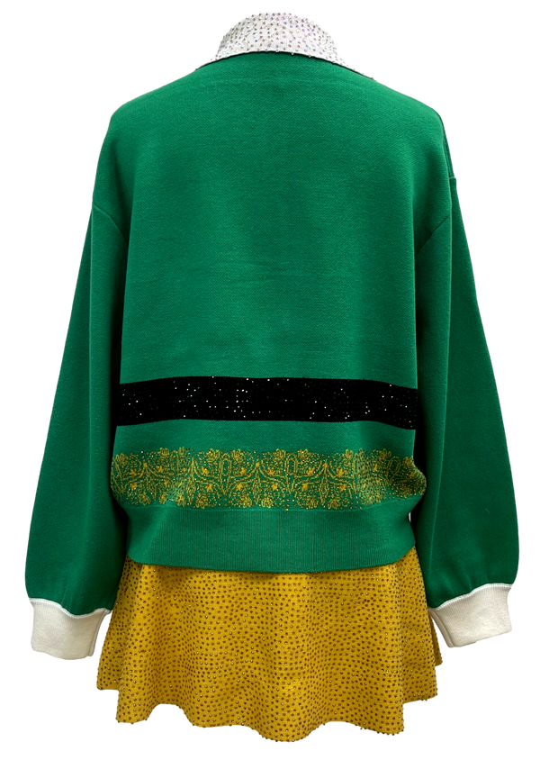 Green Elf Collared Button Up Sweater- (Women's)