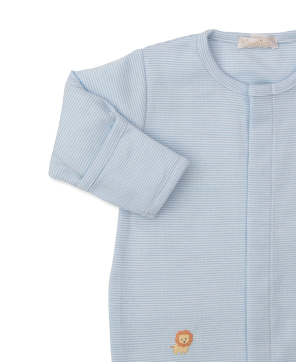 Safari Wild Footie W/ Hand Emb- Light Blue