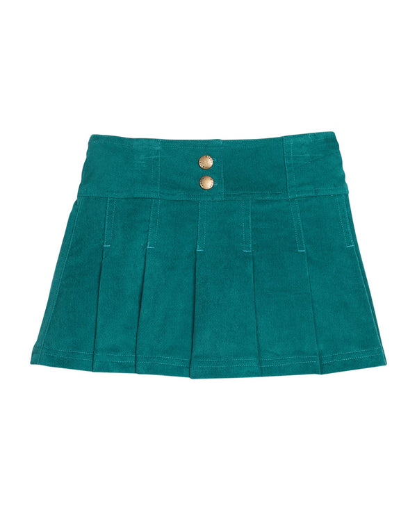 Pleated Mini Skirt- Peacock Velvet