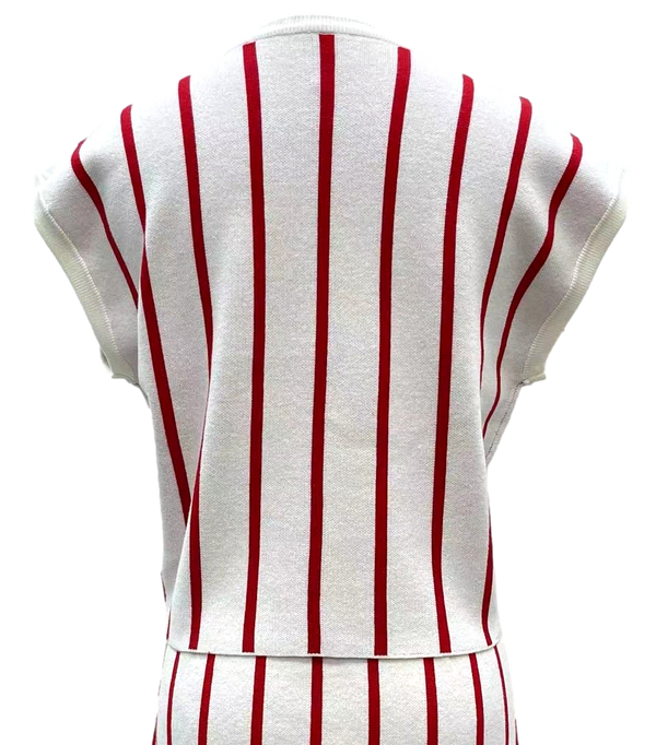 Red & White Stripe 'Play Ball' Top- (Women's)