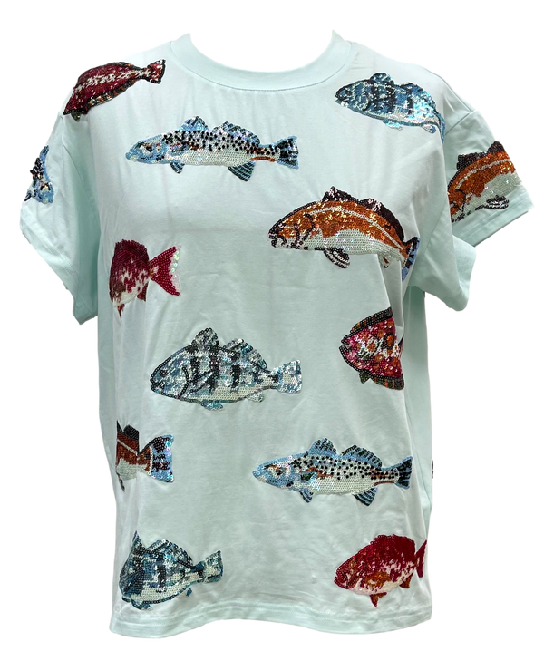 Mint Multi Fish Tee- (Women's)