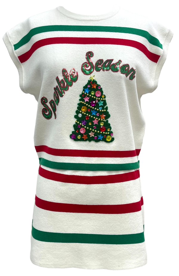 Stripe 'Sparkle Season' SS Top- (Women's)