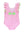 Seersucker Waterfall One Piece Swimsuit- Neon Pink Seersucker