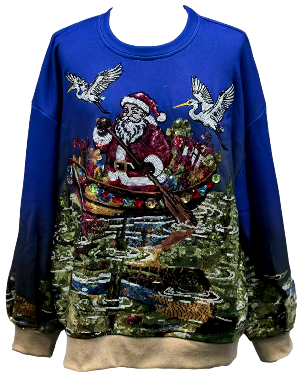 Multi Santa In The Swamp Sweatshirt- (Women's)