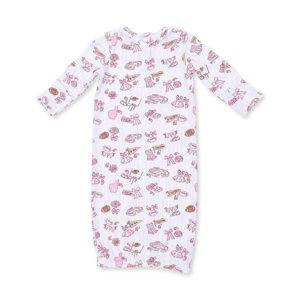 Football Cheer Kimono Gown W/ Ruffle Knotted Hat