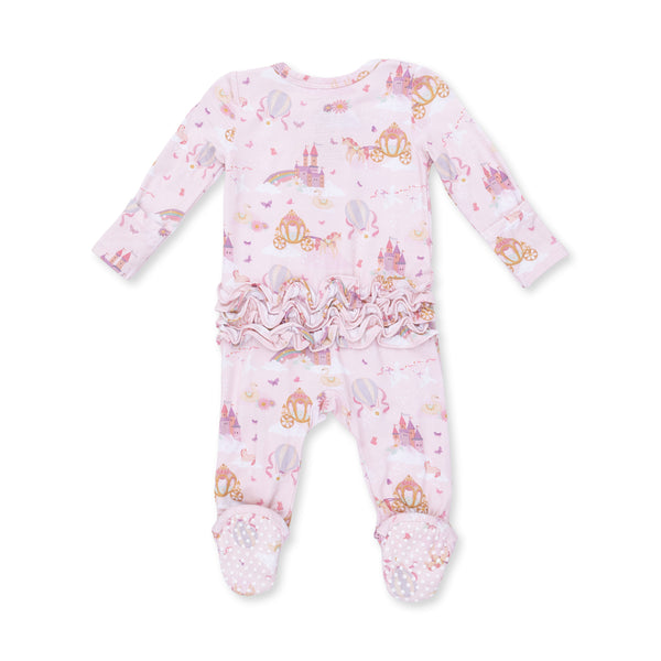Princess Unicorns & Castle 2 Way Ruffle Zipper Footie