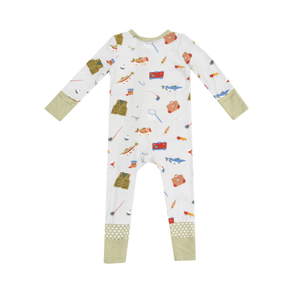 Fishing Things Green 2 Way Zipper Romper- Green