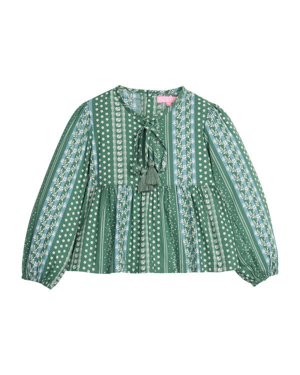 Riviera Top- Fairfield Forest Stripe