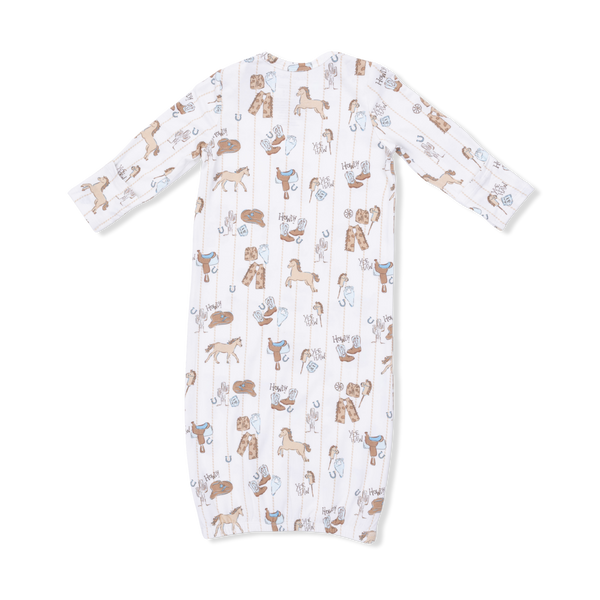 Cowboy Nursery Lap Shoulder Gown W/ Beanie Hat