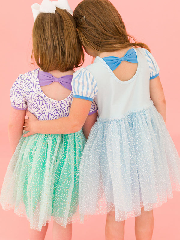 Princess Bow Twirl Dress- Crystal Blue Princess