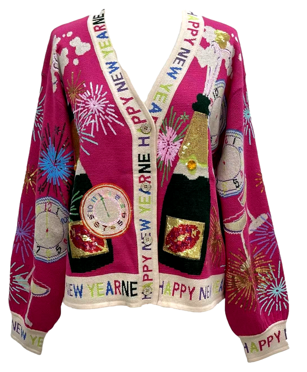 Nye Icon Cardigan W/ 'Happy New Year Trim'- (Women's)