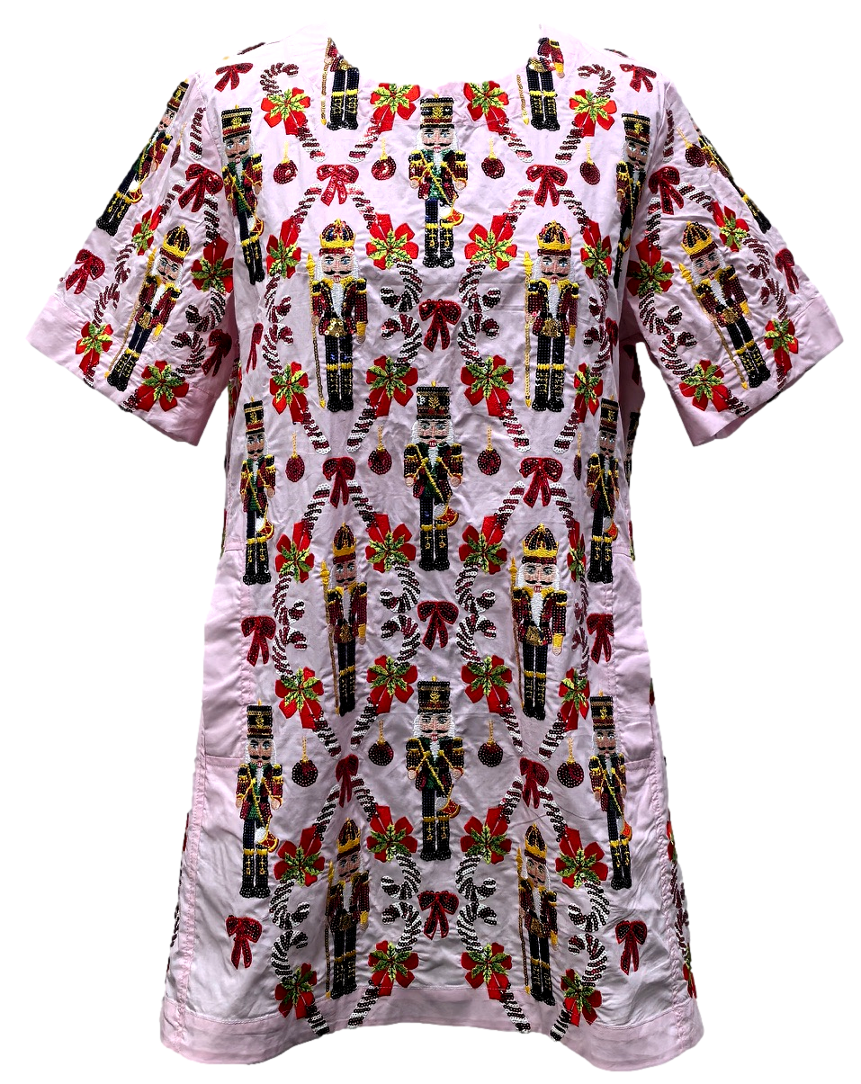 Light Pink Cotton Nutcracker & Candy Cane Dress- (Women's) Adult Medium Light Pink Cotton Nutcracker & Candy Cane Dress- (Women's) Adult Medium