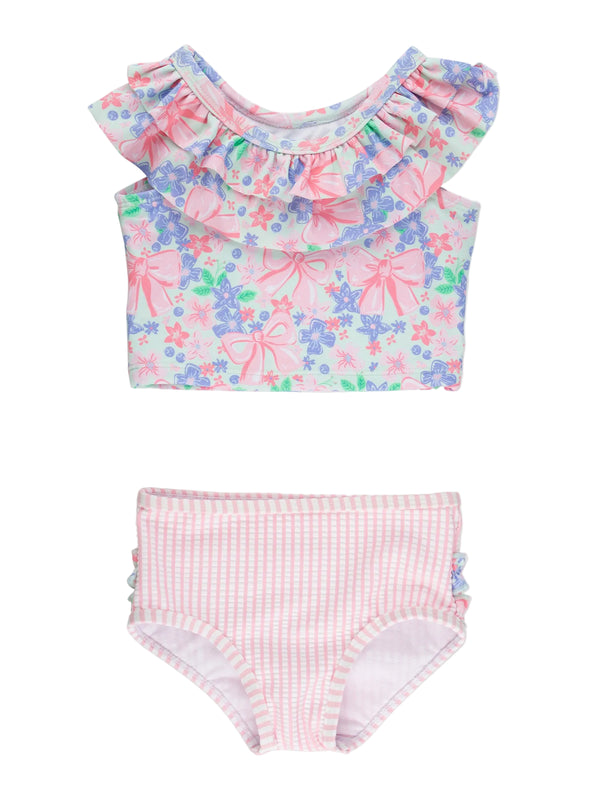 Ruffle Tankini 2-Piece Swimsuit- Bow Blooms