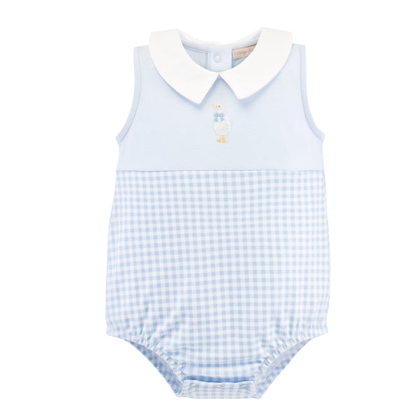 Duck Hand Embroidery Bubble- Lt. Blue Gingham