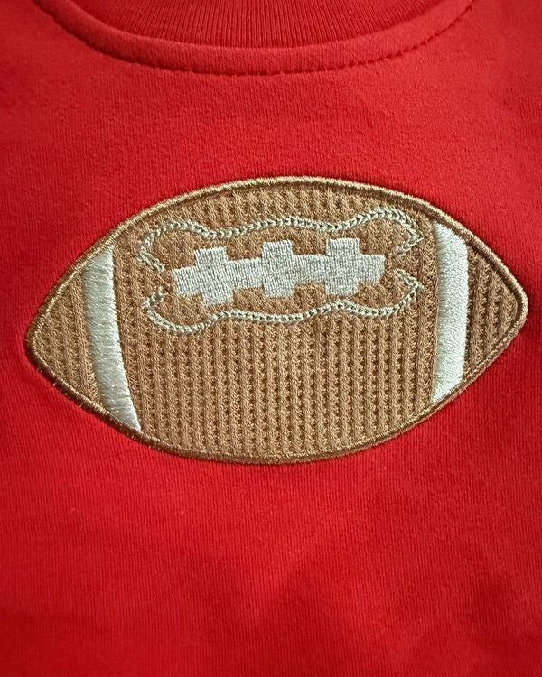 French Terry Sweatshirt W/ Varsity Stripes- Red