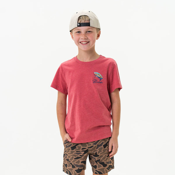 Youth Tee- Big Fly- Heather Crimson