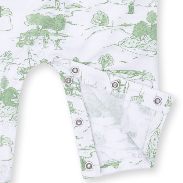 Golf Toile Polo Romper- Green