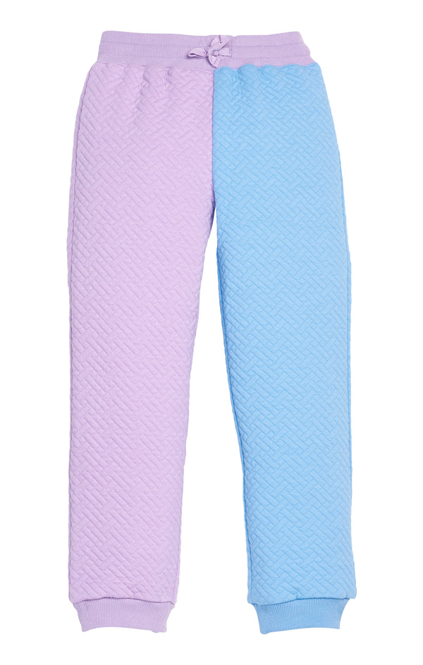 Color Block Jogger- Lavender & Blue Quilted Trellis