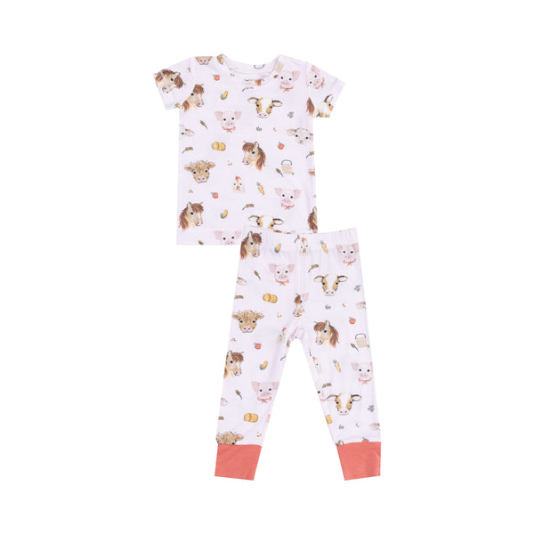 Vintage Animals Faces Loungewear Set- Pink