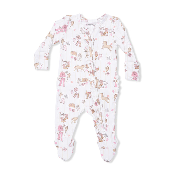 Cowgirl Nursery 2 Way Ruffle Zipper Footie