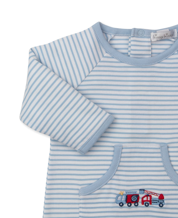 Fight the Fire Playsuit- Light Blue Stripe