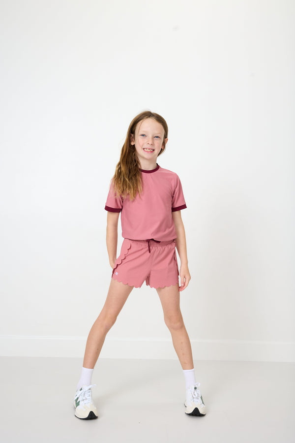 Dusty Pink Scalloped Court Short