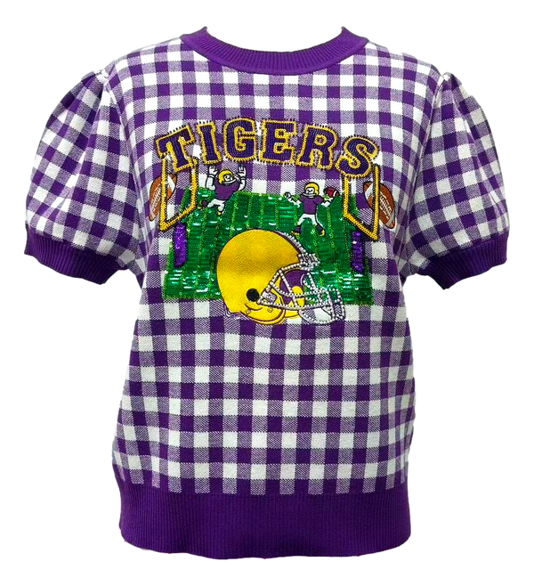 Licensed LSU Gingham Field, Players & Helmet Sweater