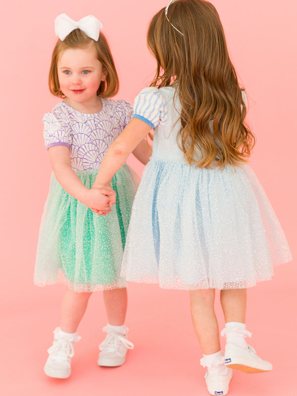 Princess Bow Twirl Dress- Crystal Blue Princess