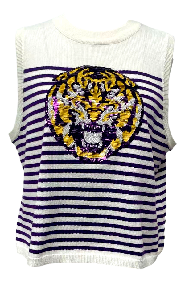 Licensed LSU Mascot Striped Knit Tank