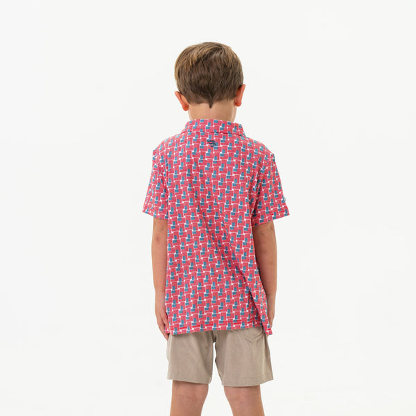 Youth Performance Polo- American Flag Print