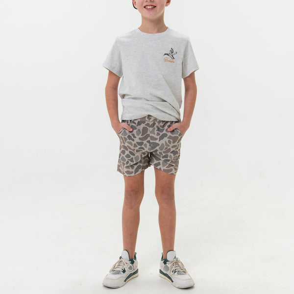 Youth Everyday Short- Classic Deer Camo- Gray Pocket