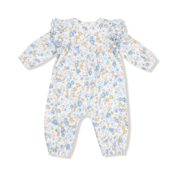 Sweet Rose Calico L/S Petal Ruffle Romper