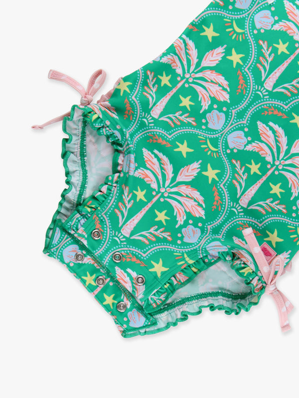 One Piece Rash Guard Swimsuit- Coconut Cabana