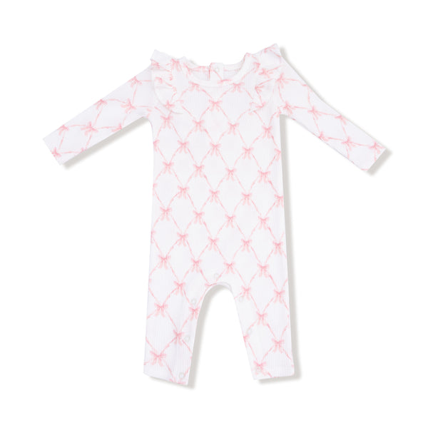 Ribbon Bow Trellis L/S Ruffle Romper