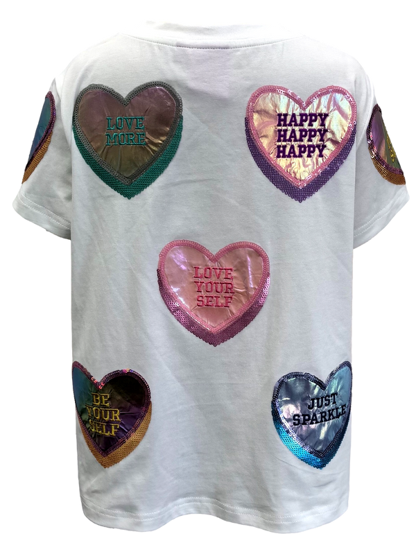 Positive Candy Hearts Tee- White