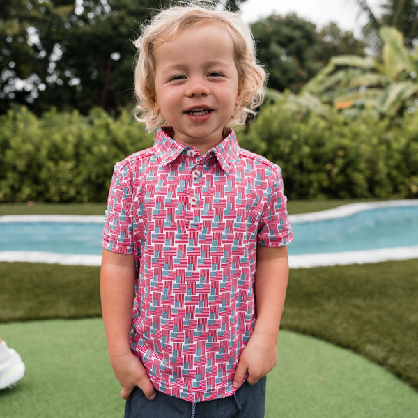 Youth Performance Polo- American Flag Print