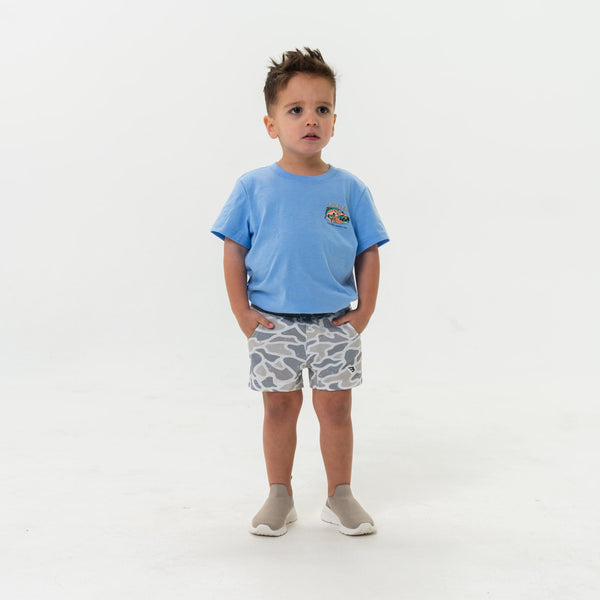 Youth Athletic Short- White Camo- Grey Liner
